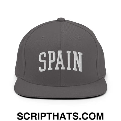 Spain Letterman Varsity Block Snapback Hat Dark Grey