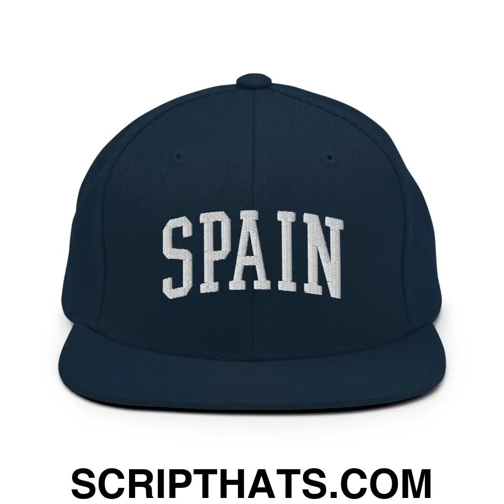 Spain Letterman Varsity Block Snapback Hat Dark Navy