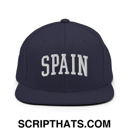 Spain Letterman Varsity Block Snapback Hat Navy