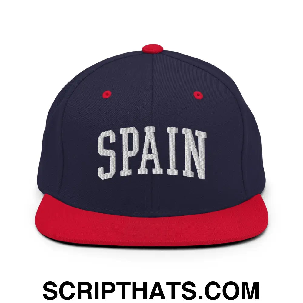 Spain Letterman Varsity Block Snapback Hat Navy Red