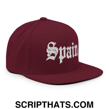 Spain OG Old English Snapback Hat Maroon