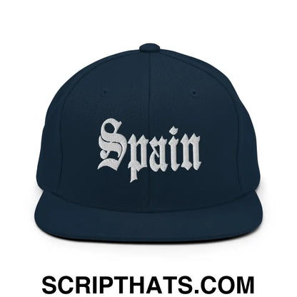 Spain OG Old English Snapback Hat Dark Navy