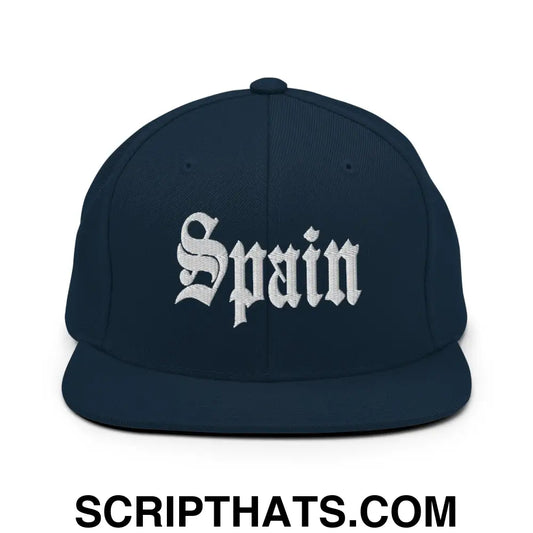 Spain OG Old English Snapback Hat Dark Navy