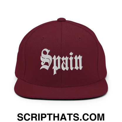 Spain OG Old English Snapback Hat Maroon