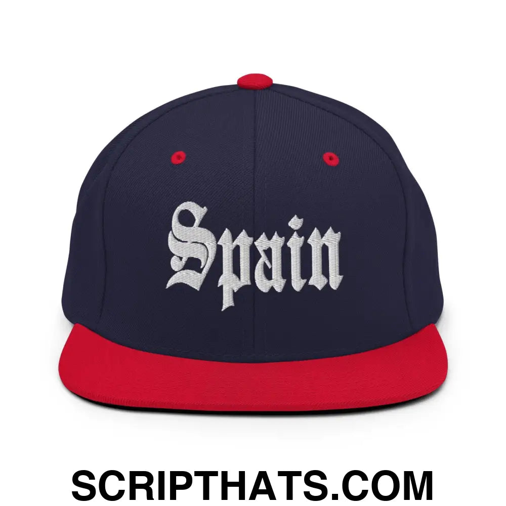 Spain OG Old English Snapback Hat Navy Red