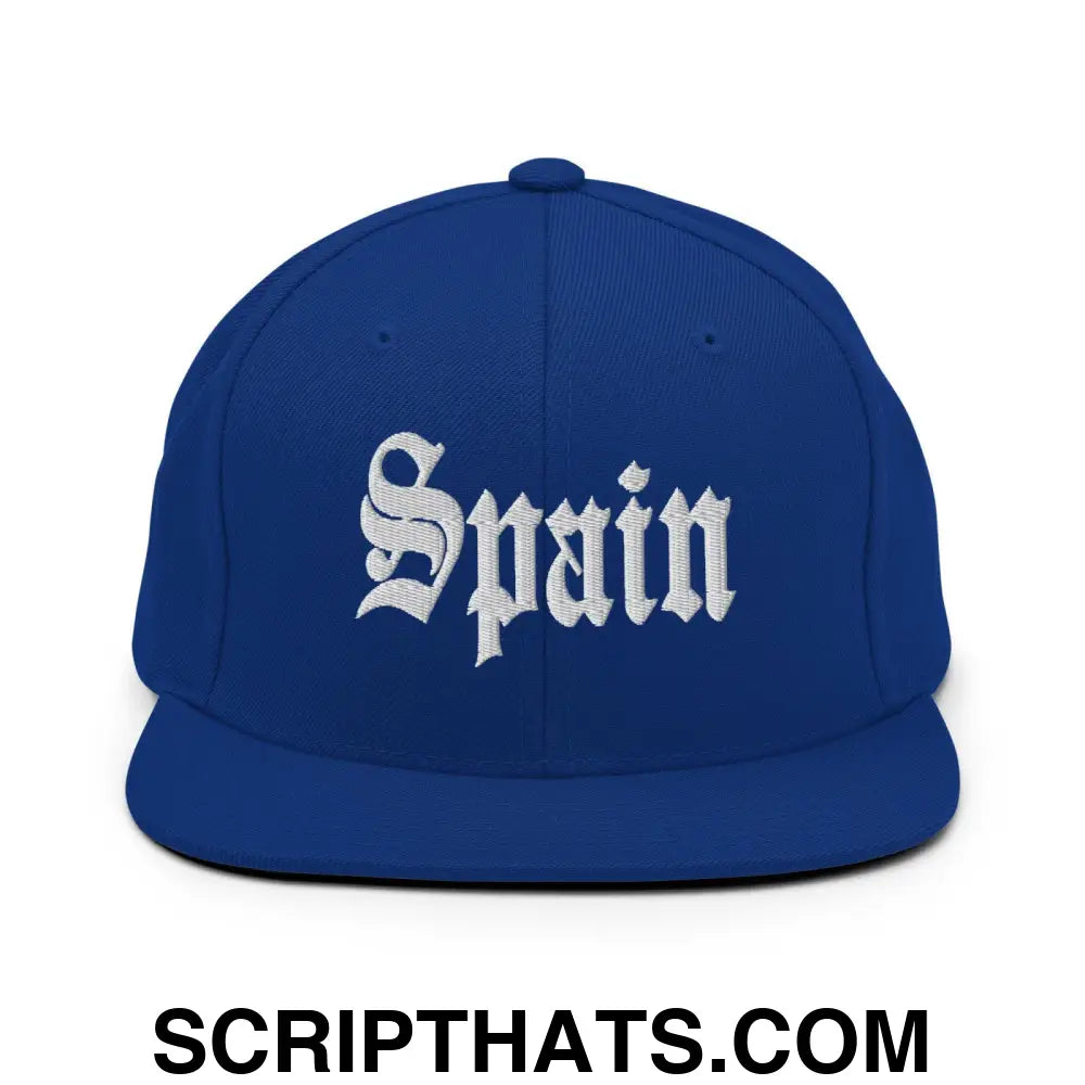 Spain OG Old English Snapback Hat Royal Blue