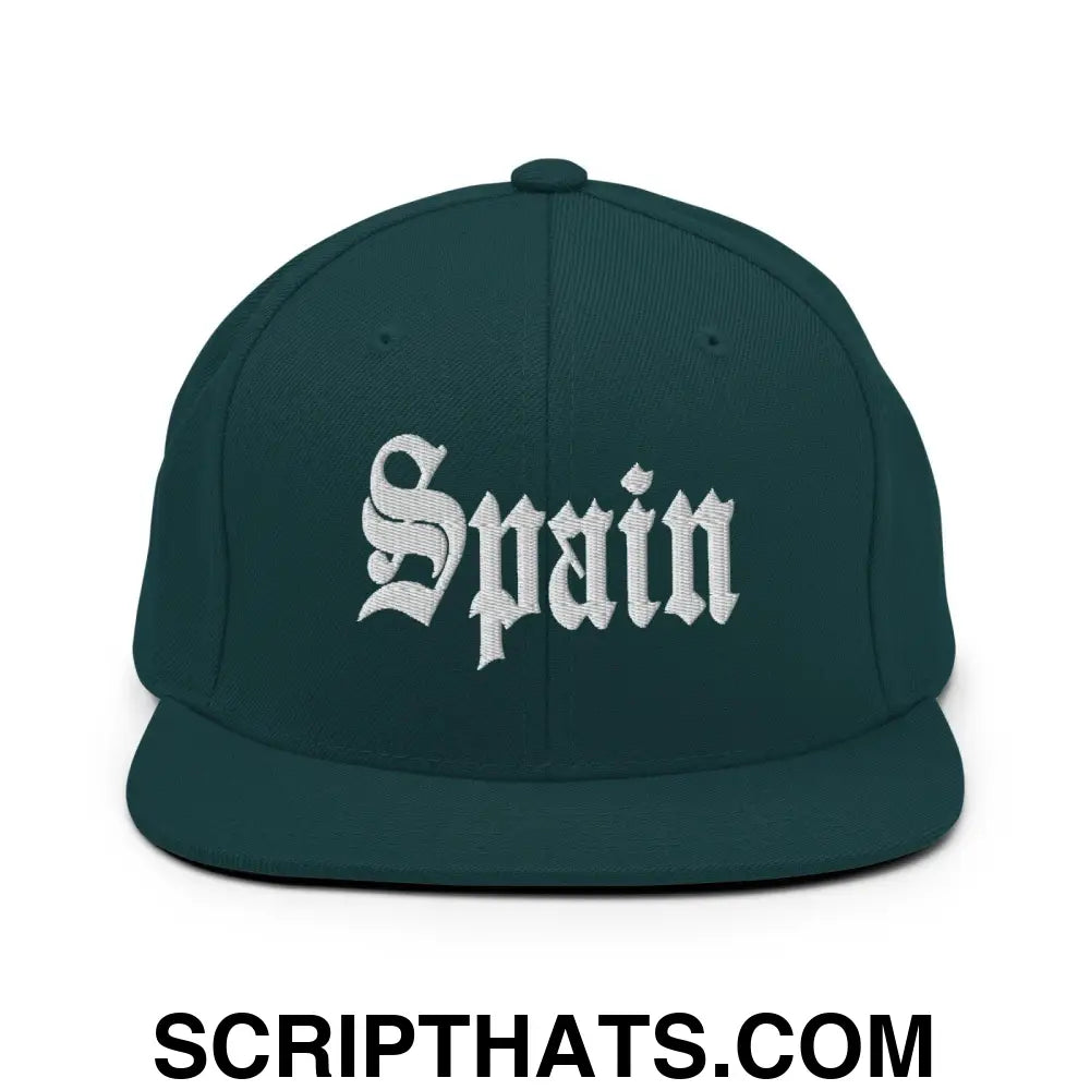 Spain OG Old English Snapback Hat Spruce