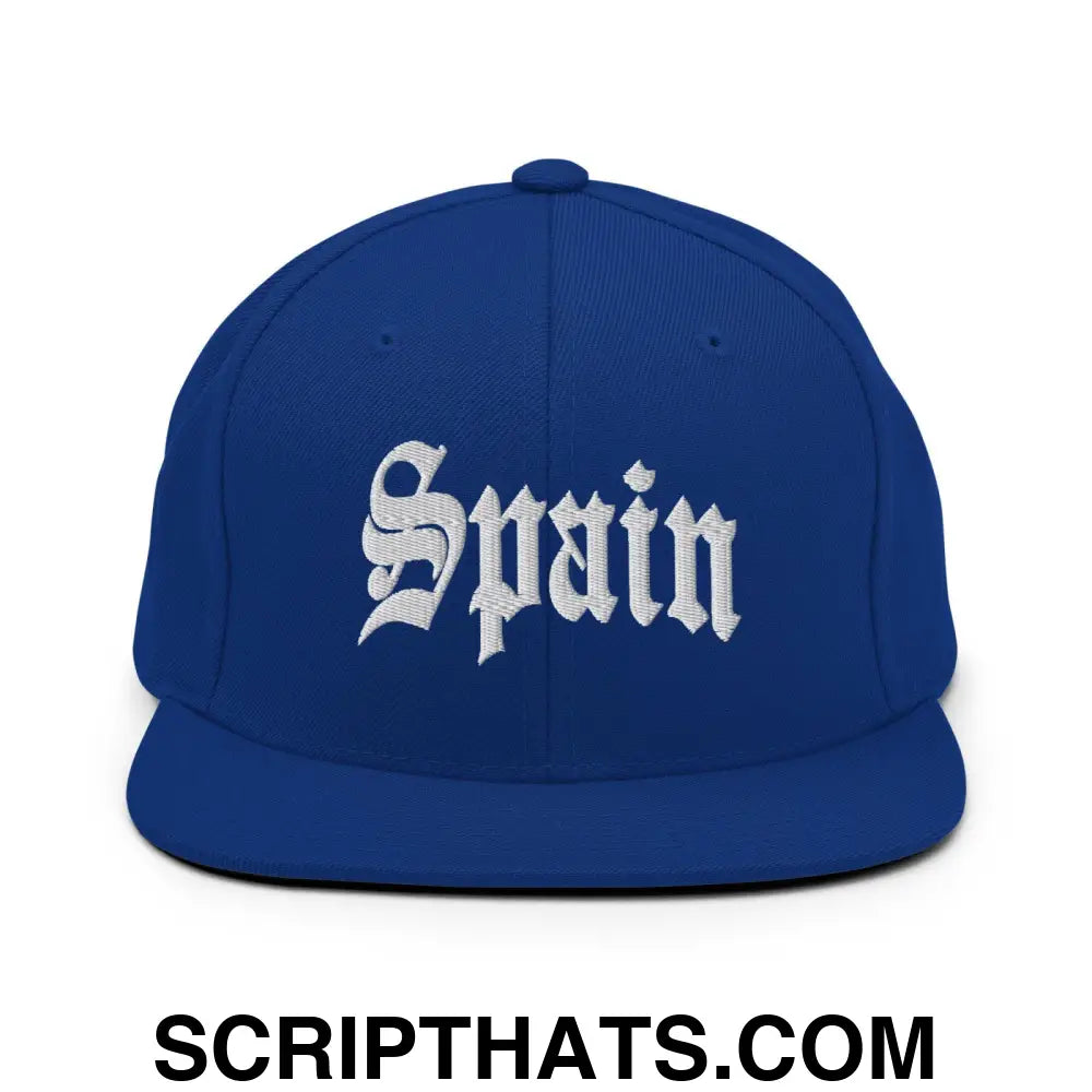 Spain Old English OG Snapback Hat Royal Blue