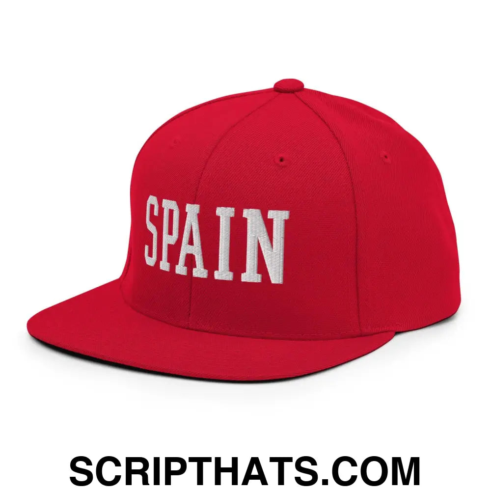 Spain Varsity Letterman Block Snapback Hat Red