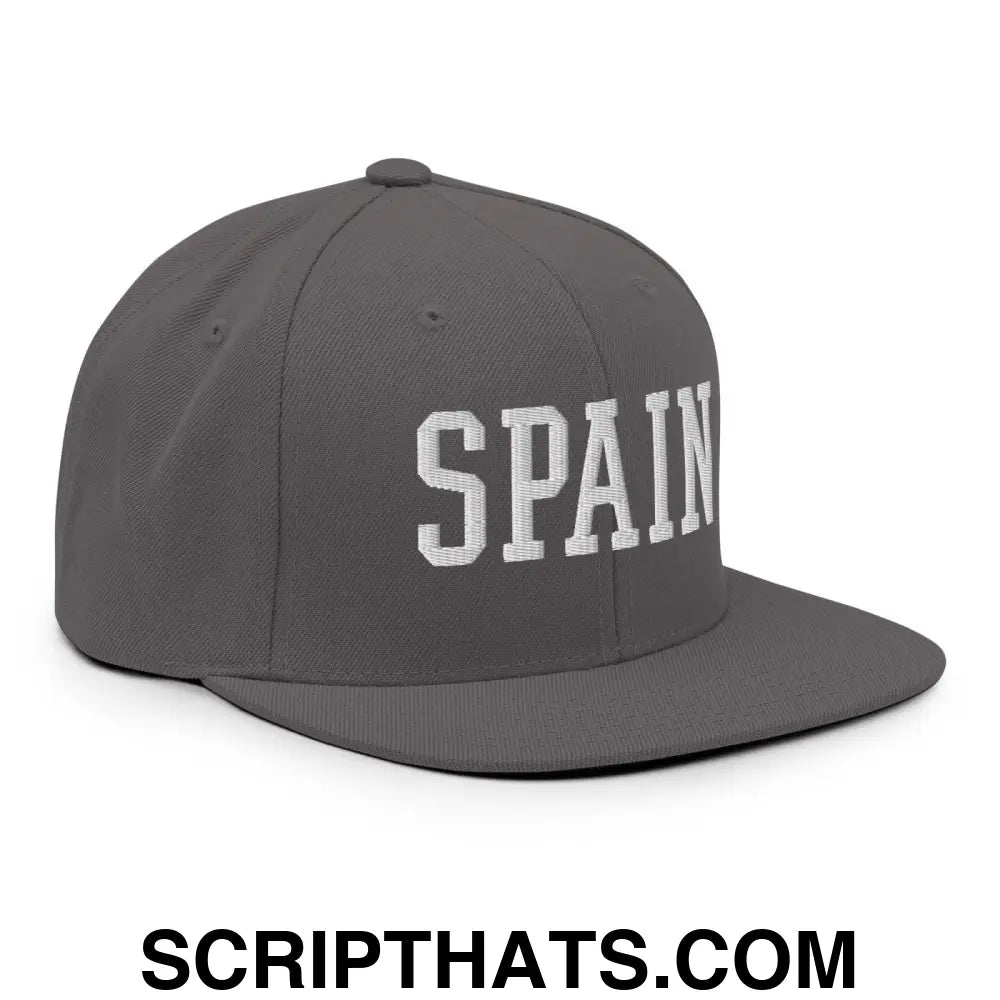 Spain Varsity Letterman Block Snapback Hat Dark Grey