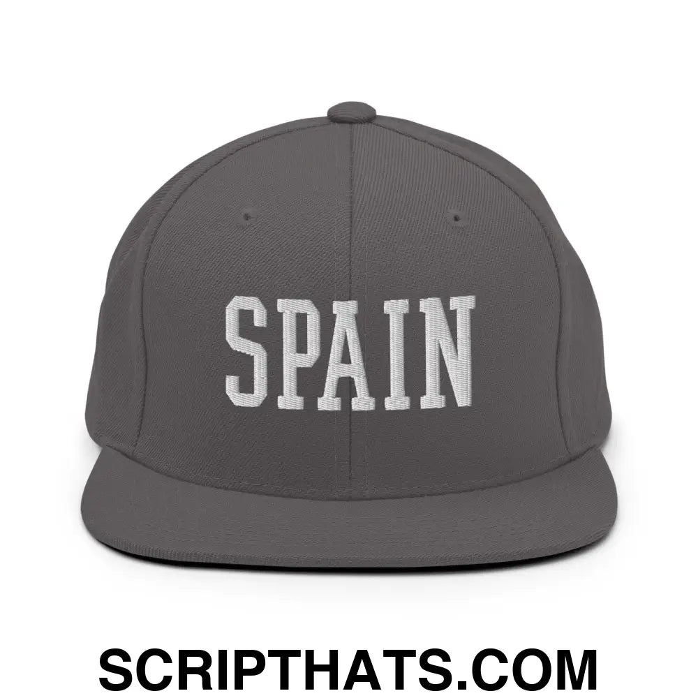 Spain Varsity Letterman Block Snapback Hat Dark Grey