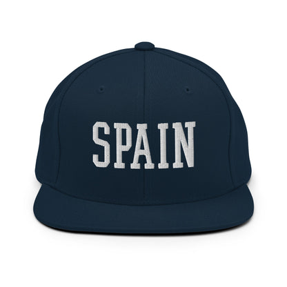 Spain Varsity Letterman Block Snapback Hat Dark Navy