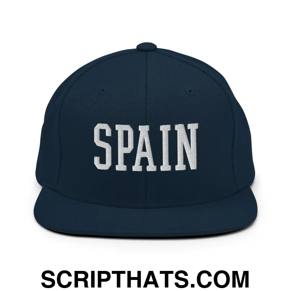 Spain Varsity Letterman Block Snapback Hat Dark Navy