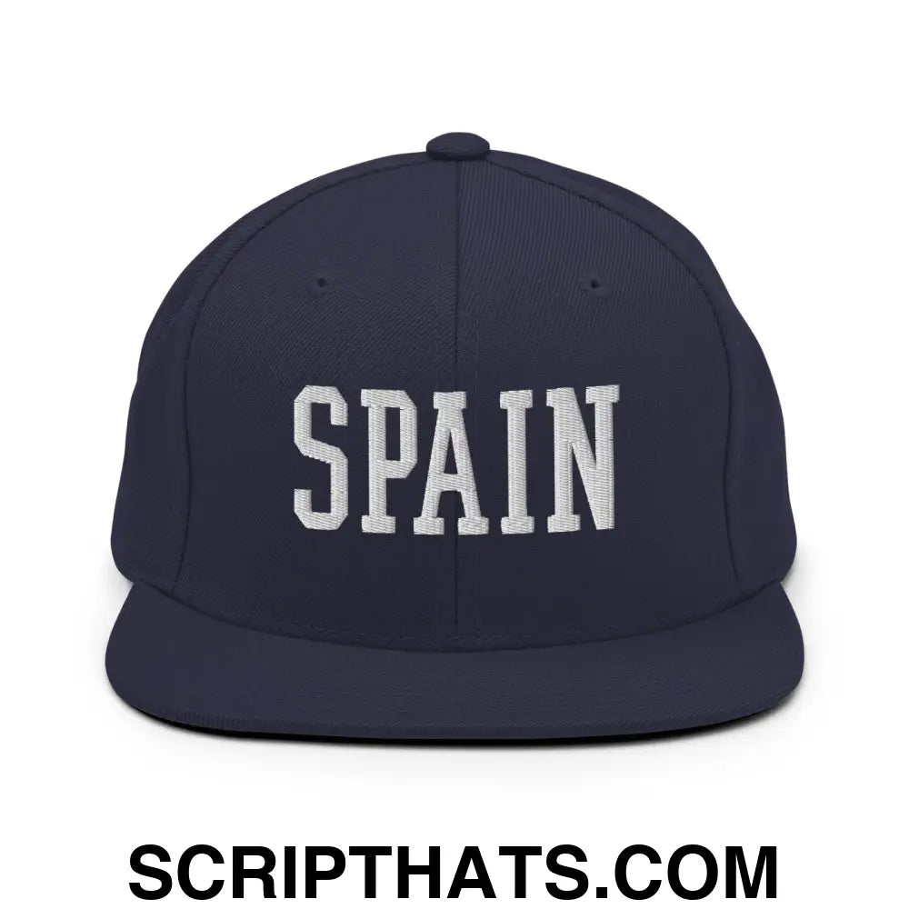 Spain Varsity Letterman Block Snapback Hat Navy