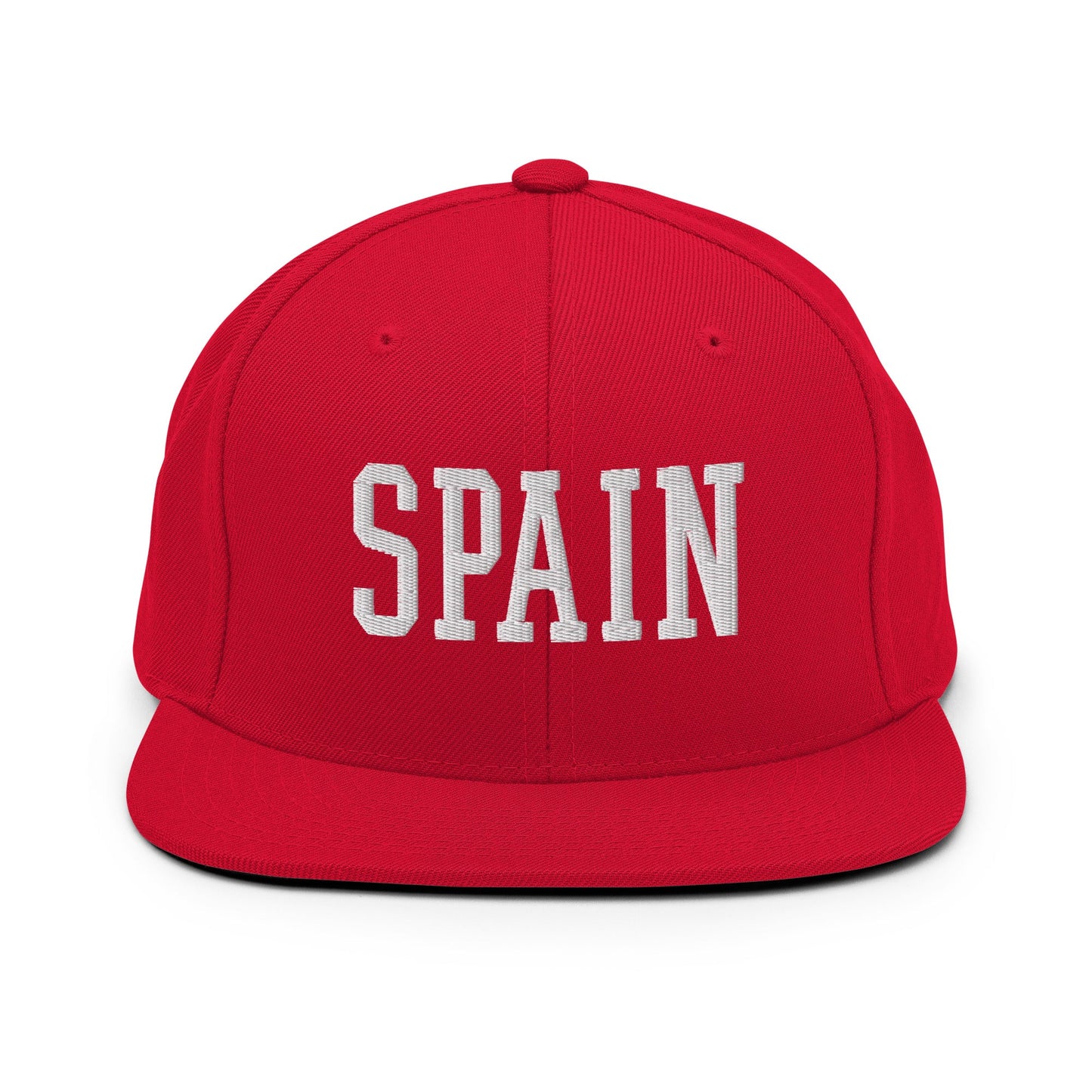 Spain Varsity Letterman Block Snapback Hat Red