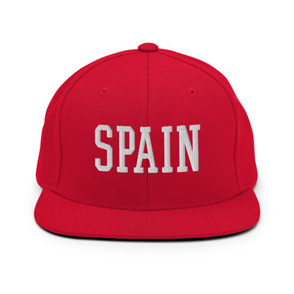 Spain Varsity Letterman Block Snapback Hat Red