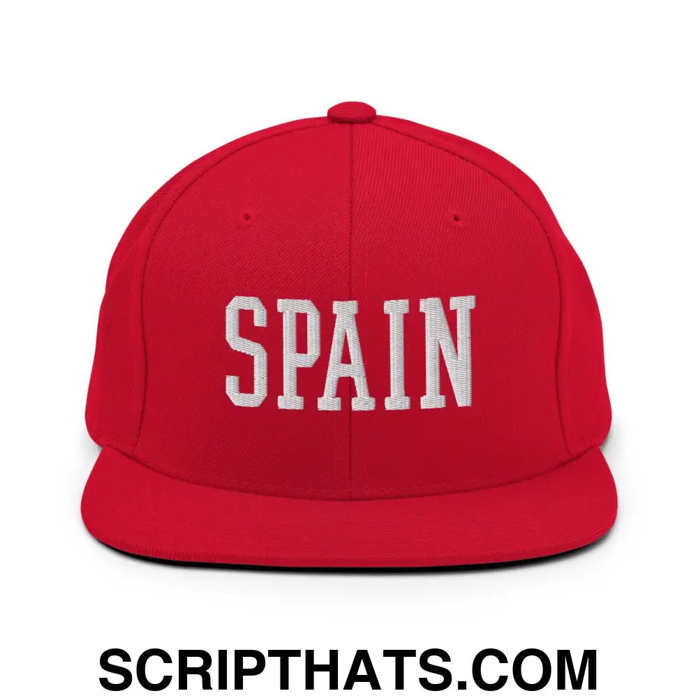 Spain Varsity Letterman Block Snapback Hat Red