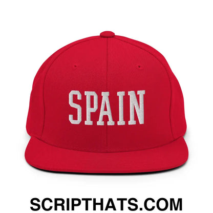 Spain Varsity Letterman Block Snapback Hat Red