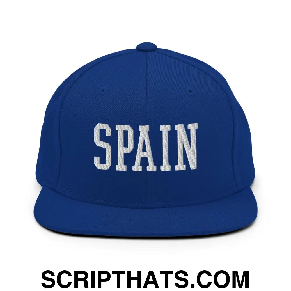 Spain Varsity Letterman Block Snapback Hat Royal Blue