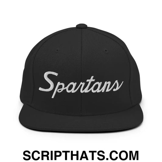 Spartans School Mascot Script Snapback Hat Black