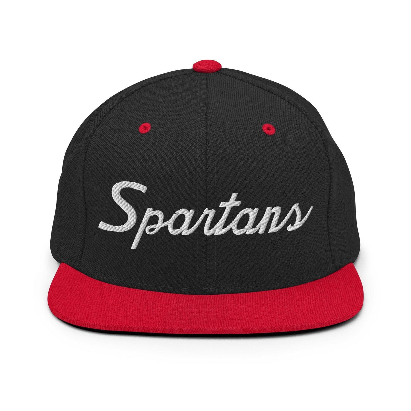 Spartans School Mascot Script Snapback Hat Black Red