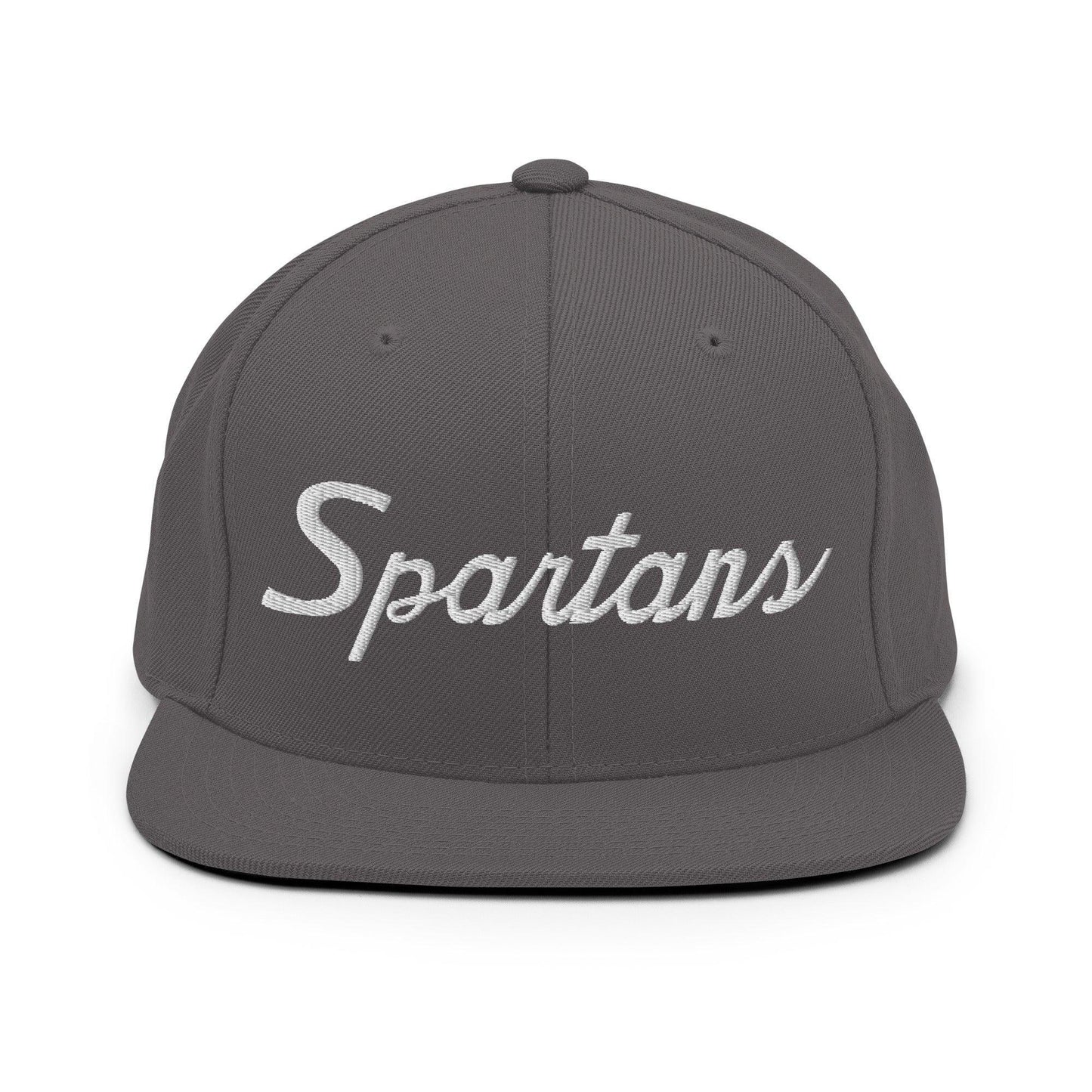 Spartans School Mascot Script Snapback Hat Dark Grey