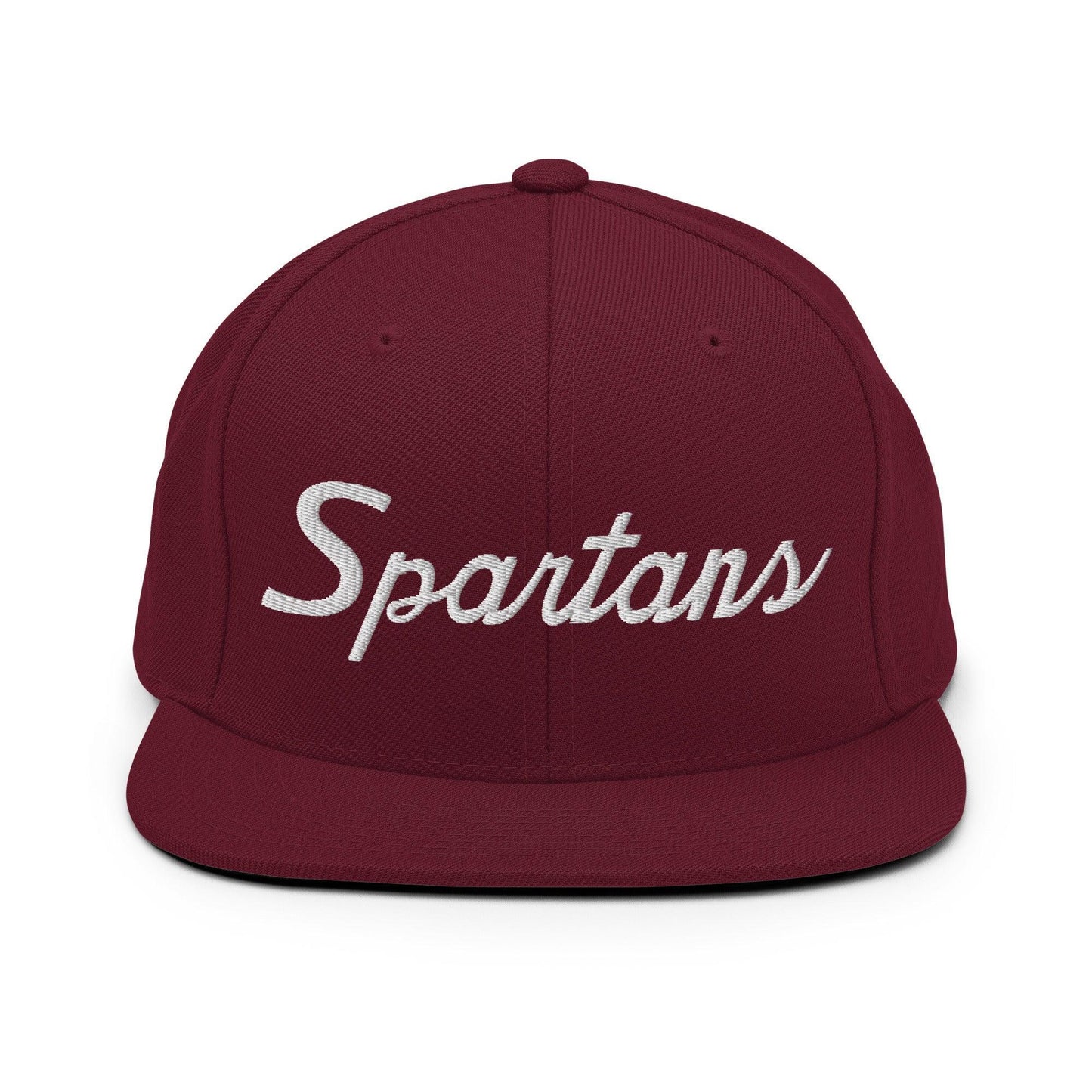 Spartans School Mascot Script Snapback Hat Maroon
