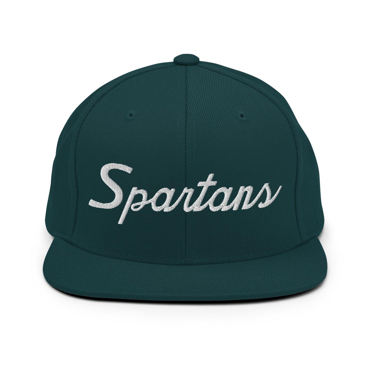Spartans School Mascot Script Snapback Hat Spruce
