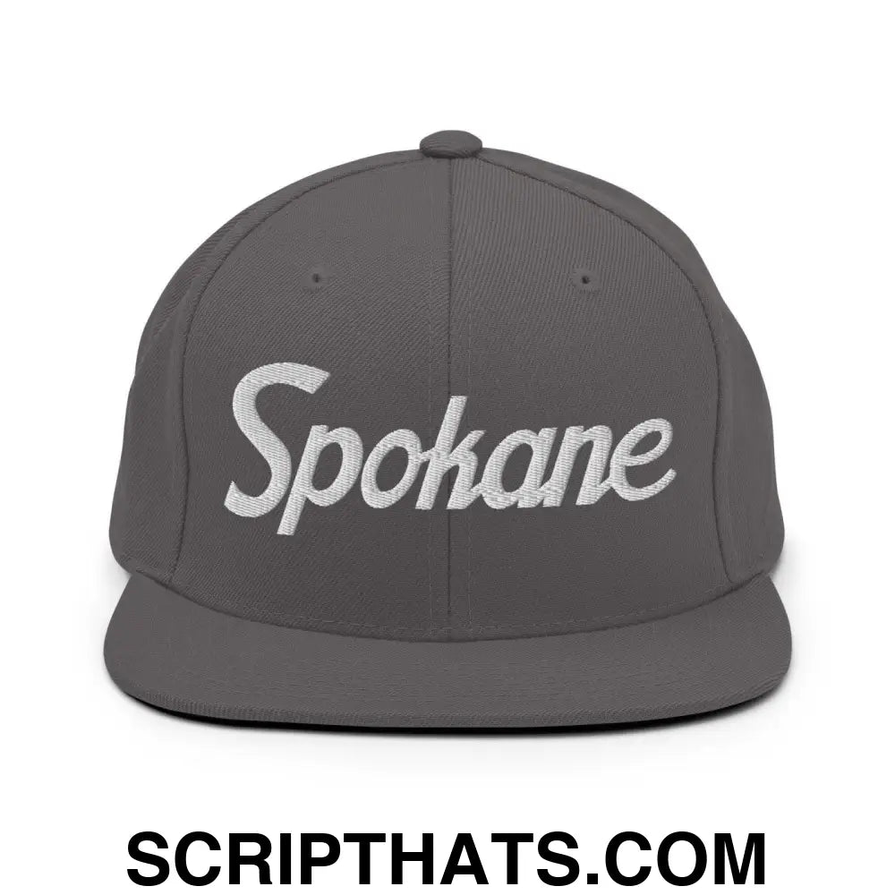 Spokane Script Snapback Hat Dark Grey