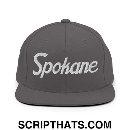 Spokane Script Snapback Hat Dark Grey