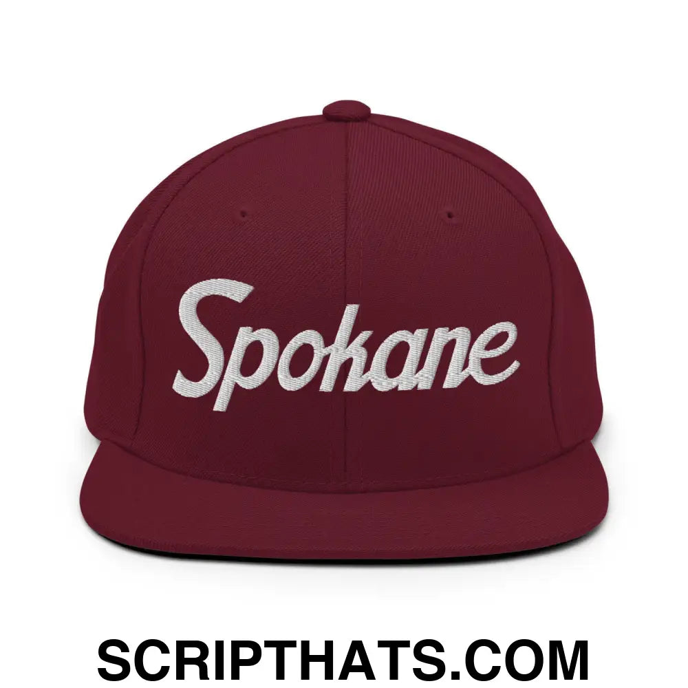 Spokane Script Snapback Hat Maroon