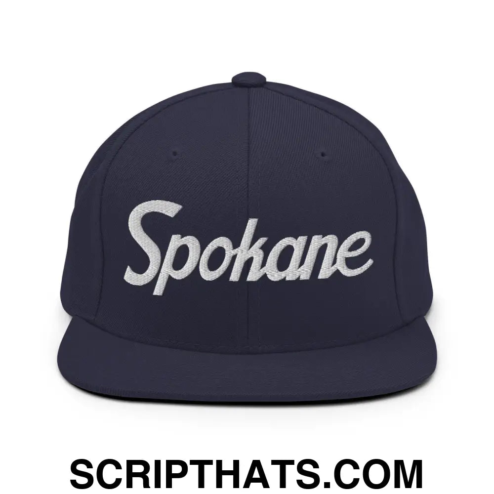 Spokane Script Snapback Hat Navy