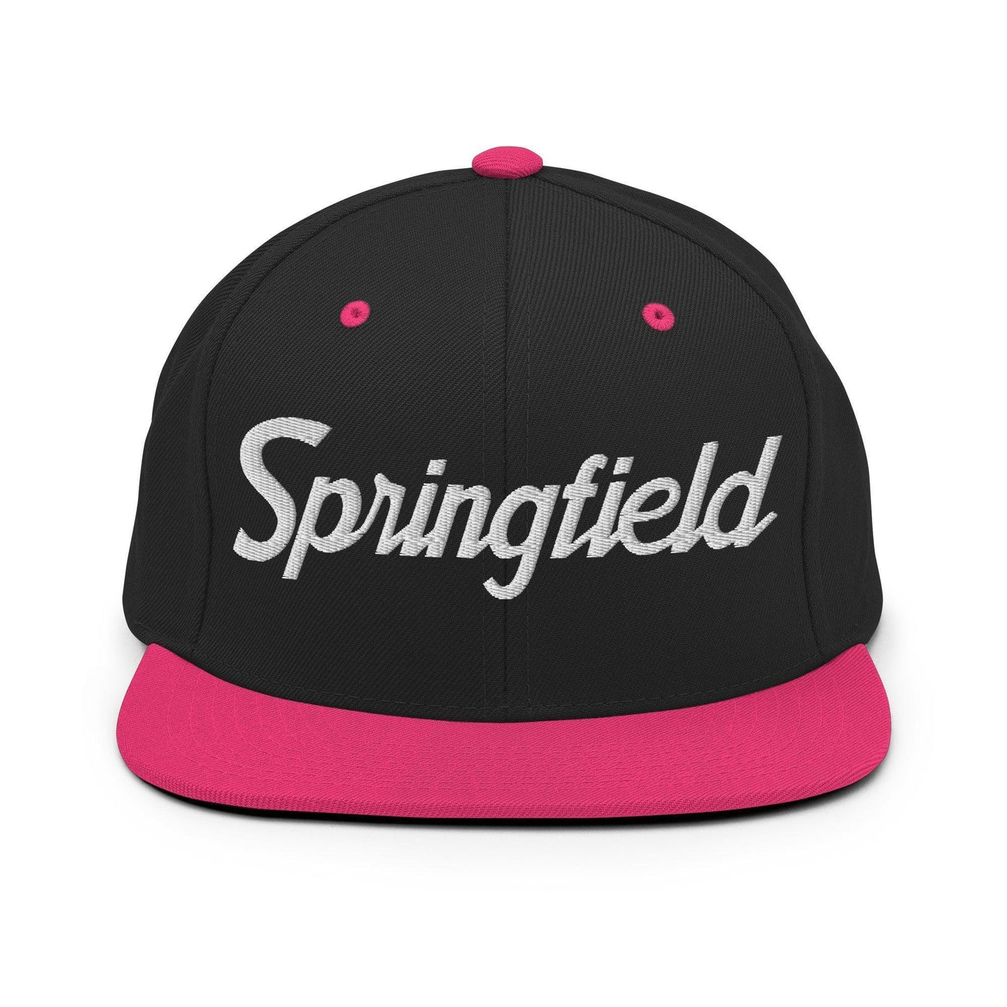 Springfield Script Snapback Hat Black Neon Pink