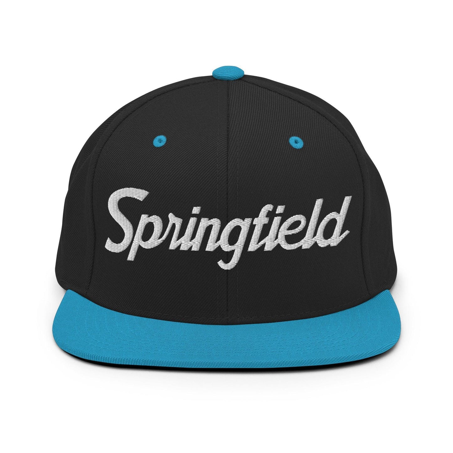 Springfield Script Snapback Hat Black Teal