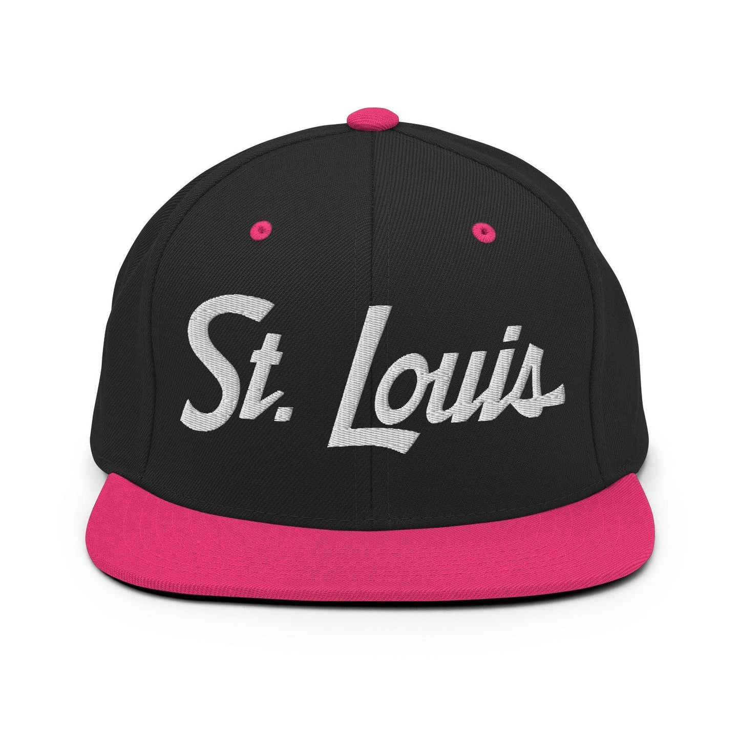 St. Louis Script Snapback Hat Black Neon Pink