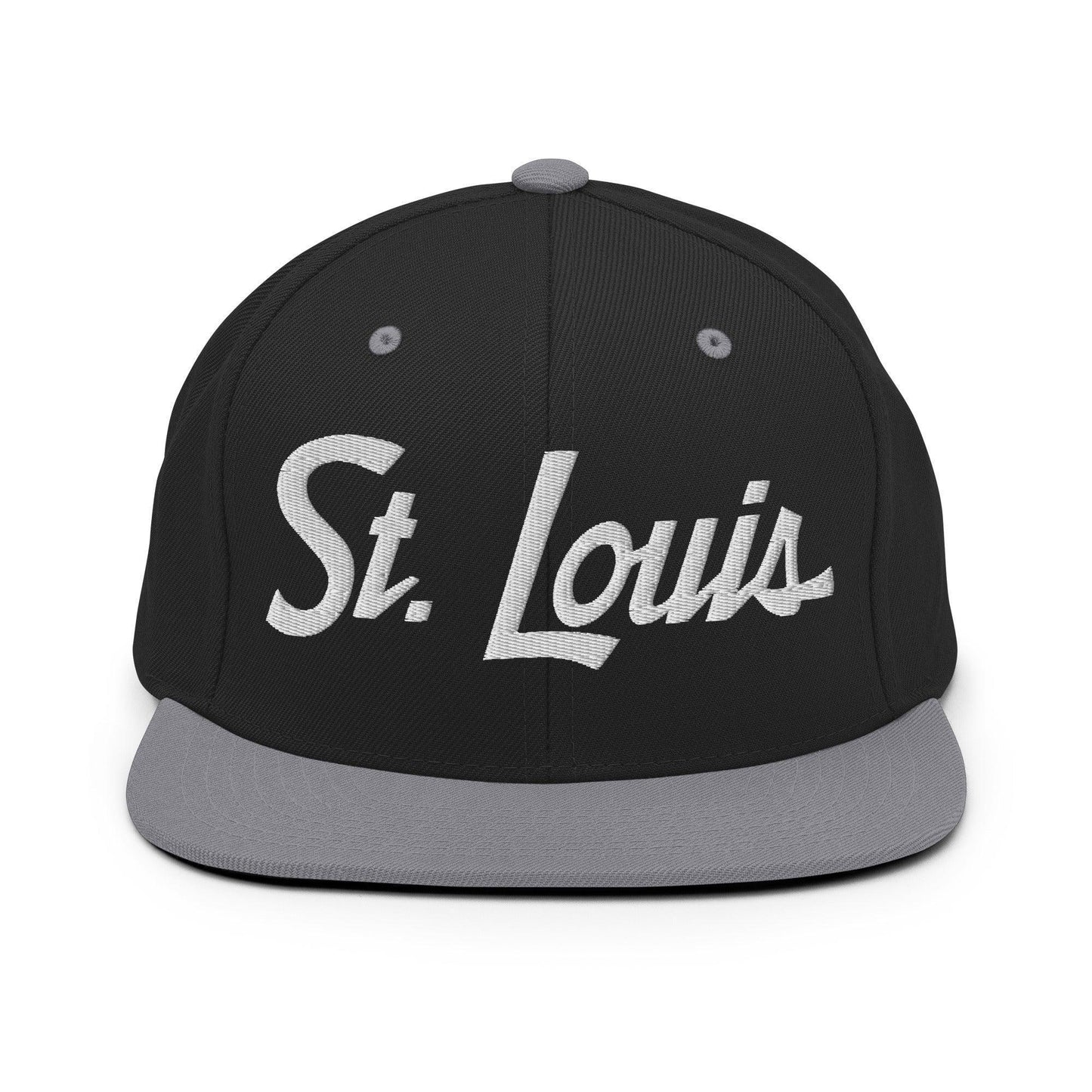 St. Louis Script Snapback Hat Black Silver