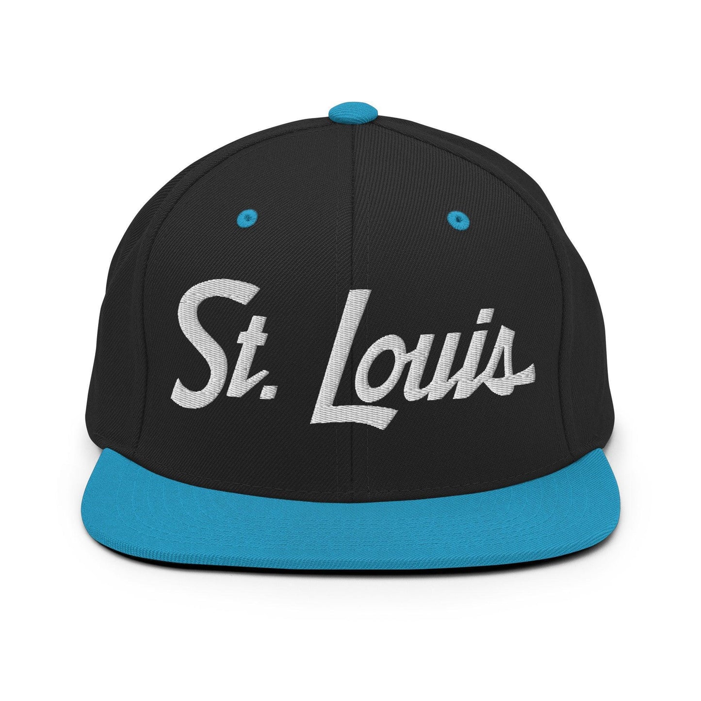 St. Louis Script Snapback Hat Black Teal