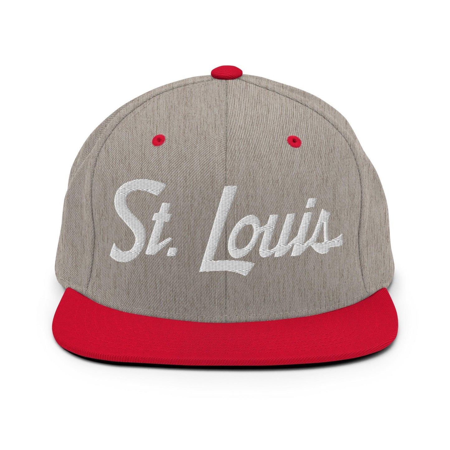 St. Louis Script Snapback Hat Heather Grey Red