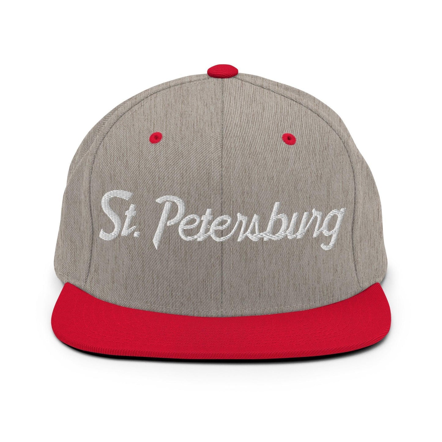St. Petersburg Script Snapback Hat Heather Grey Red