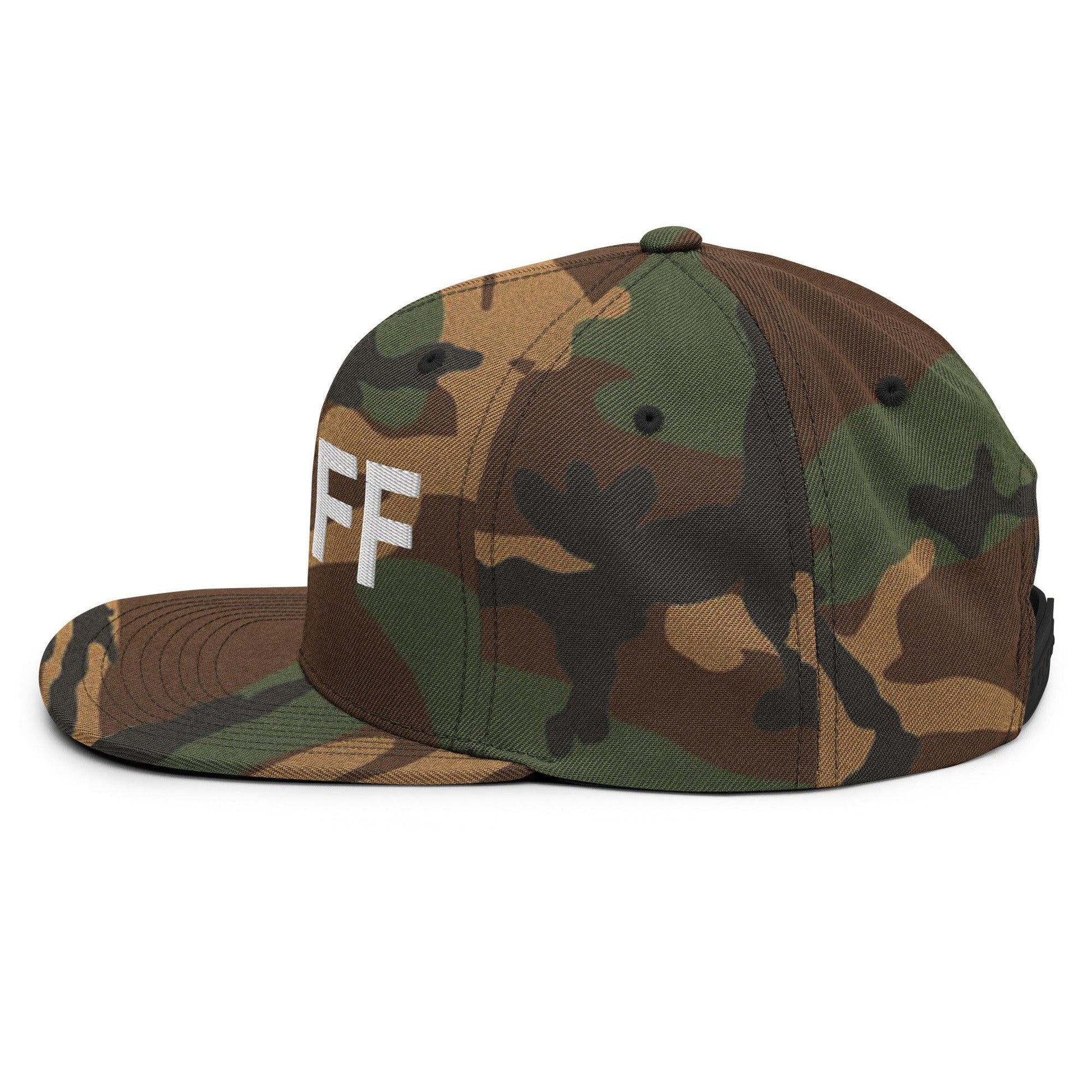 Staff Uniform Work Embroidered Flat Bill Brim Snapback Hat Green Camo