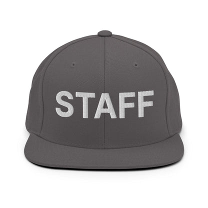 Staff Uniform Work Embroidered Flat Bill Brim Snapback Hat Dark Grey