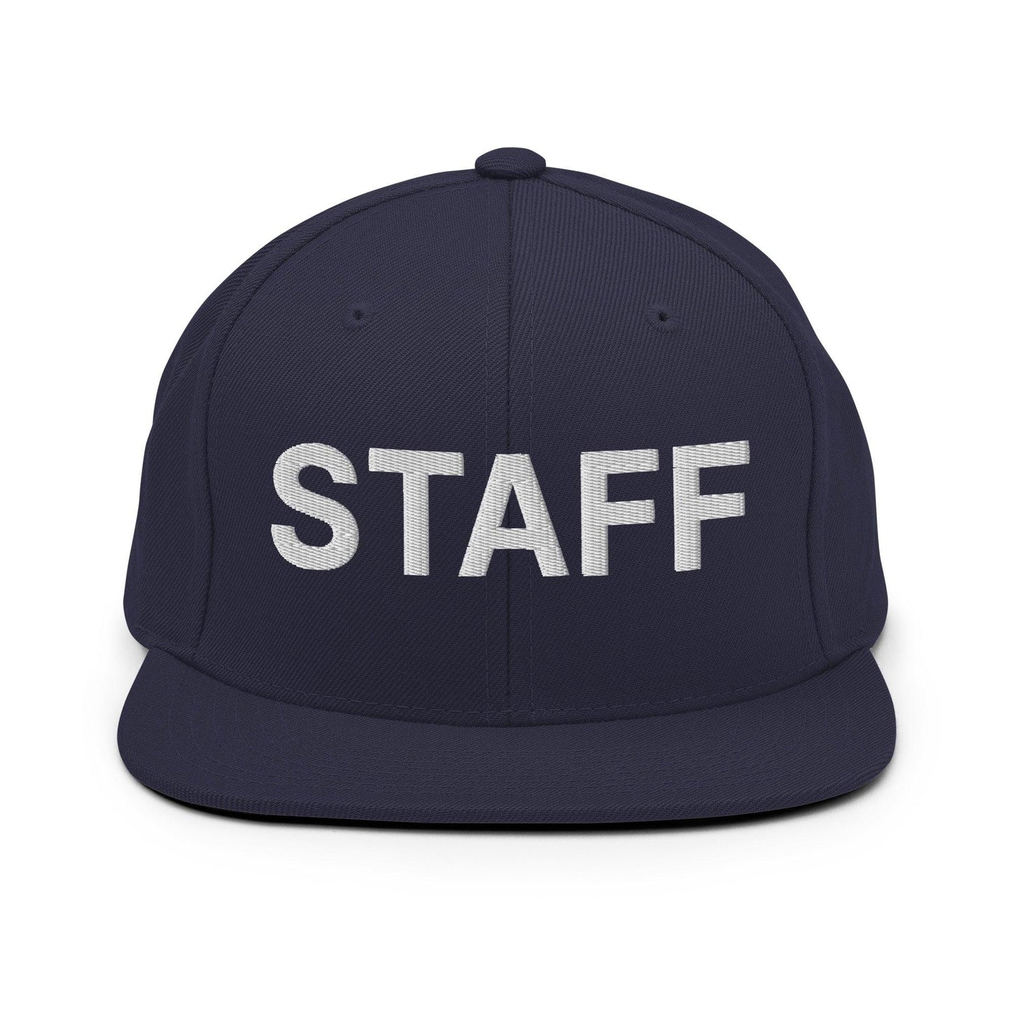 Staff Uniform Work Embroidered Flat Bill Brim Snapback Hat Navy