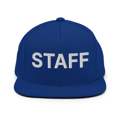 Staff Uniform Work Embroidered Flat Bill Brim Snapback Hat Royal Blue