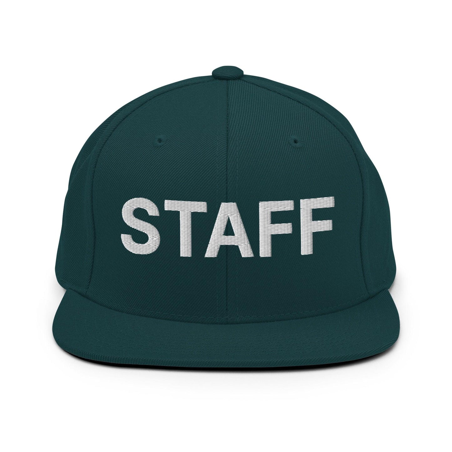 Staff Uniform Work Embroidered Flat Bill Brim Snapback Hat Spruce