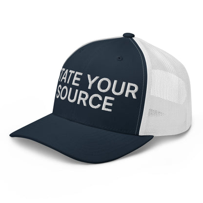 State Your Source Retro Trucker Hat Navy White