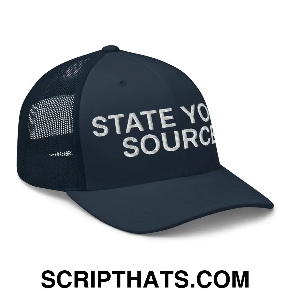 State Your Source Retro Trucker Hat Navy