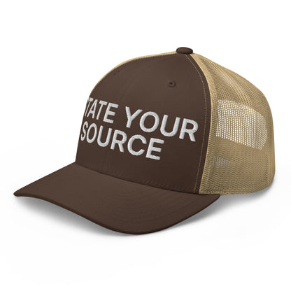 State Your Source Retro Trucker Hat Brown Khaki