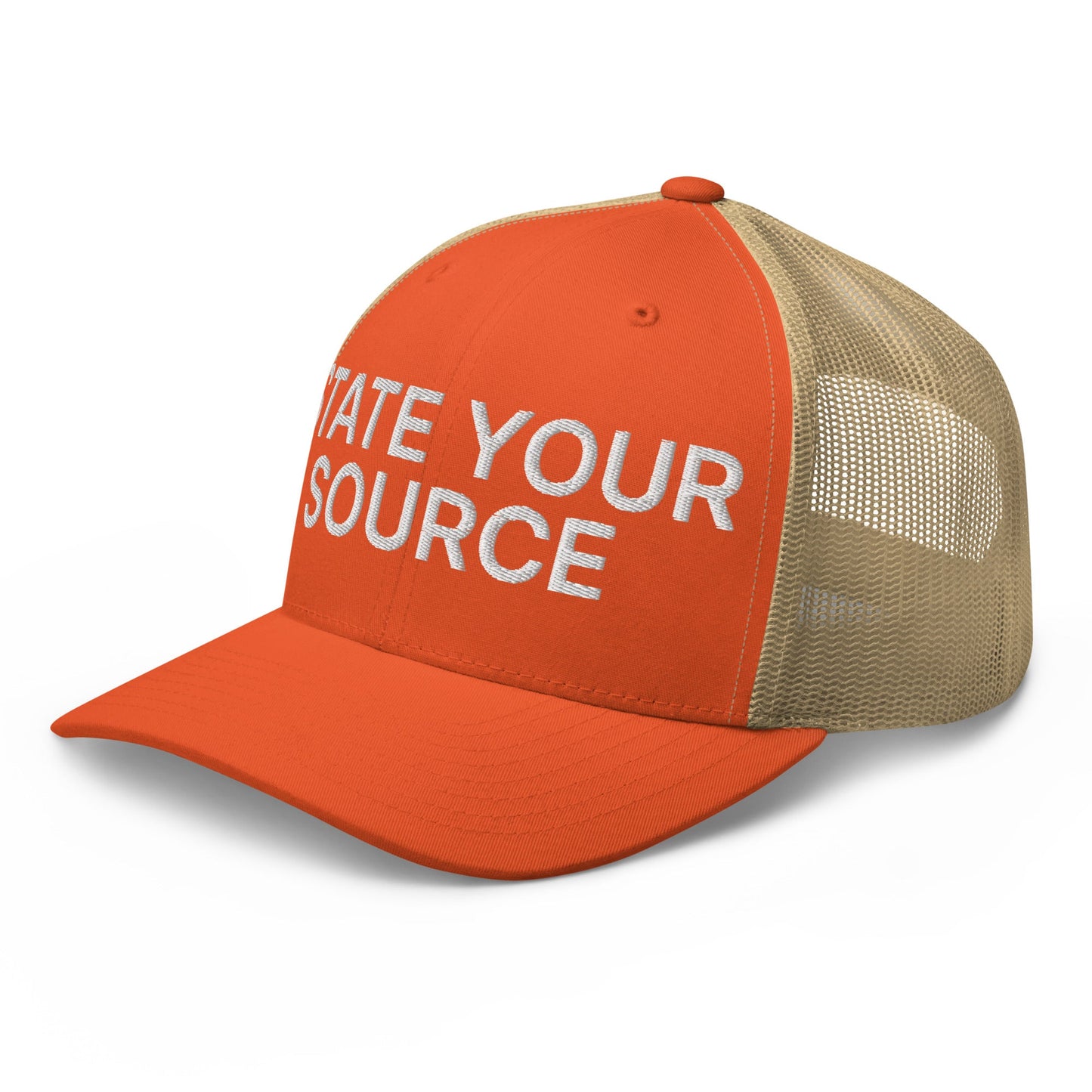 State Your Source Retro Trucker Hat Rustic Orange Khaki