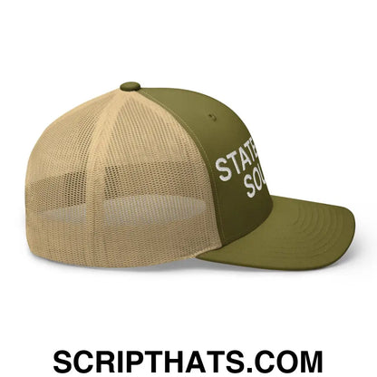 State Your Source Retro Trucker Hat Moss Khaki