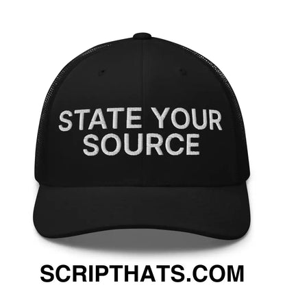 State Your Source Retro Trucker Hat Black